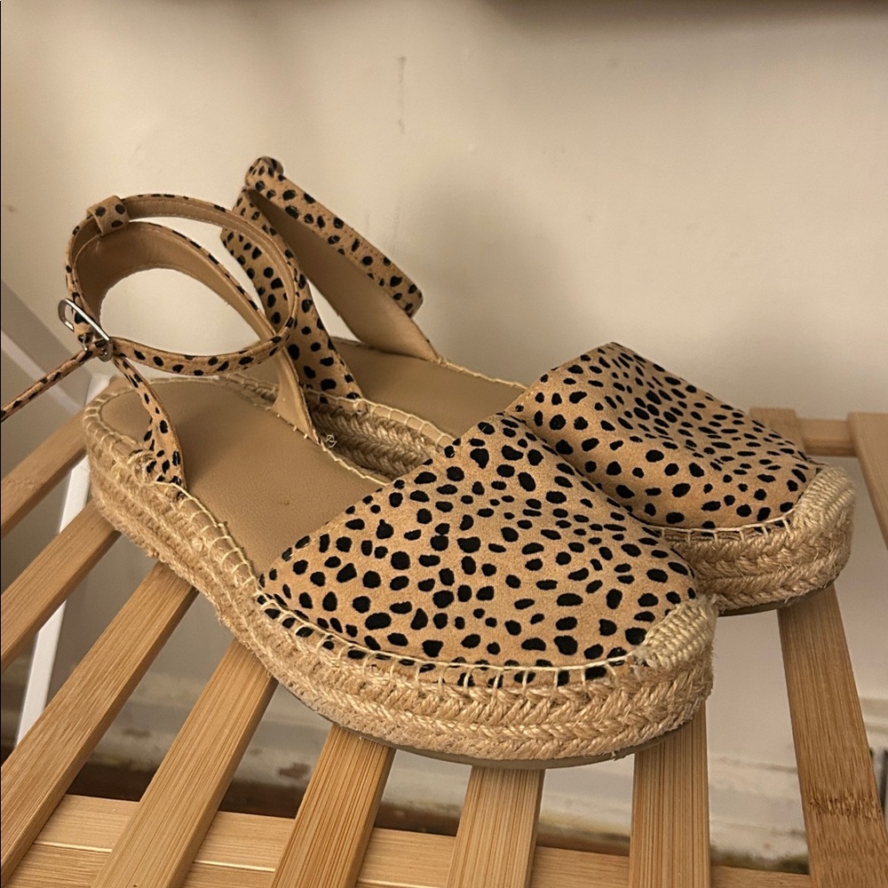 Cheetah print ankle Wrap Espadrille D'Orsay Shoes